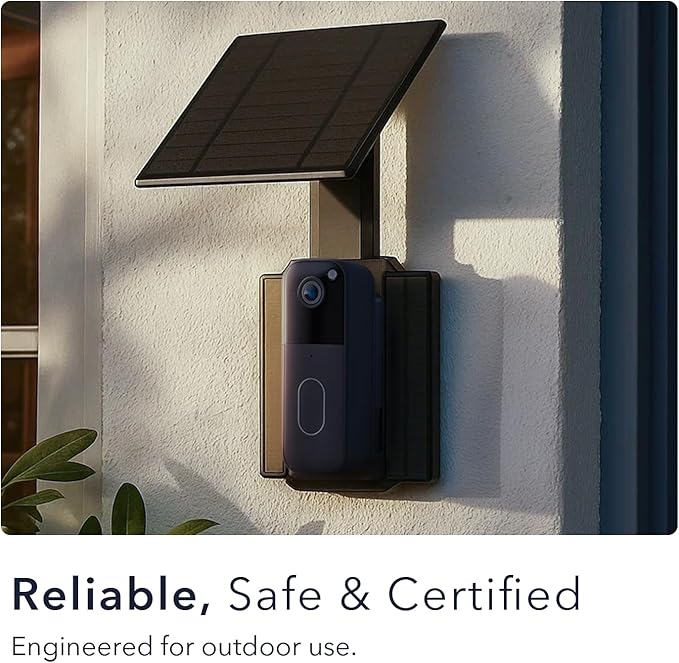 Wasserstein Solar Charger Compatible with Blink Video Doorbell (2nd Gen) – Triple Solar Panels with Built-in Battery, Continuous Power, Weather-Resistant, Easy Installation (Doorbell Not Included)