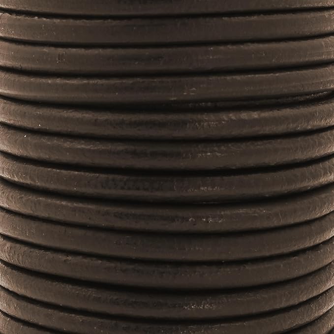 Mandala Crafts Round Genuine Dark Brown Leather Cord for Jewelry Making – 4mm Cowhide Leather Rope String Lace for Kumihimo – 11 Yards Cowhide Craft Cording Spool