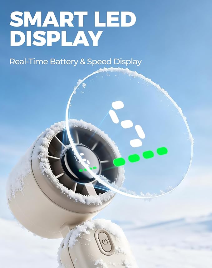 Diveblues Handheld Fan, 30ft/s Mini Portable Turbo Fan [12H Max Cooling], 4000mAh Personal Fan with LED Display, 3-in-1 Hand Held/Neck/Desk Fan for Travel, Cruise, Disney Essentials