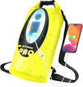 FELICON Solar/Battery Multi-Functional Backpack with Bluetooth Speaker,IP66 Waterproof Dry Bag,Heavy Duty Roll Top Closure,Large Capacity Bag for Camping,Hiking,Traveling (Neon Yellow 20L)