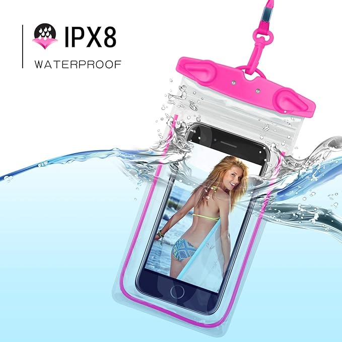 Universal Waterproof Phone Pouch, 4 Pack Waterproof Phone Case for iPhone 17/16/15/14 Pro Max Samsung Galaxy Note up to 6.9", IPX8 Cellphone Dry Bag Beach Essentials, Lanyard Included