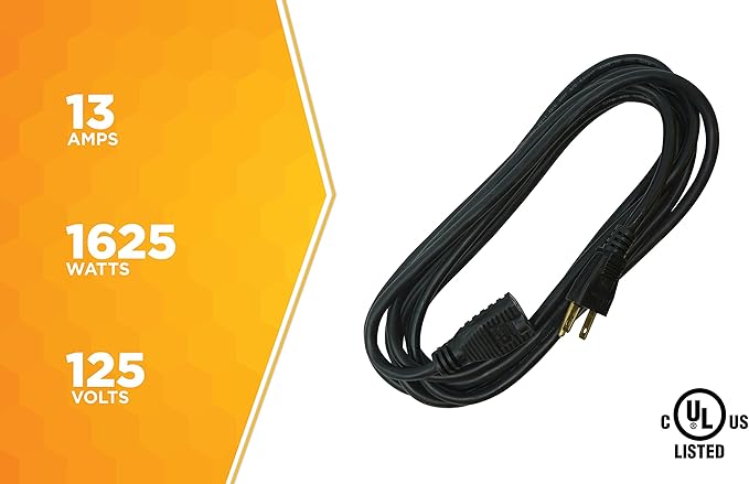 Woods Extension Cord | 15 Foot | Black | Pack of 4