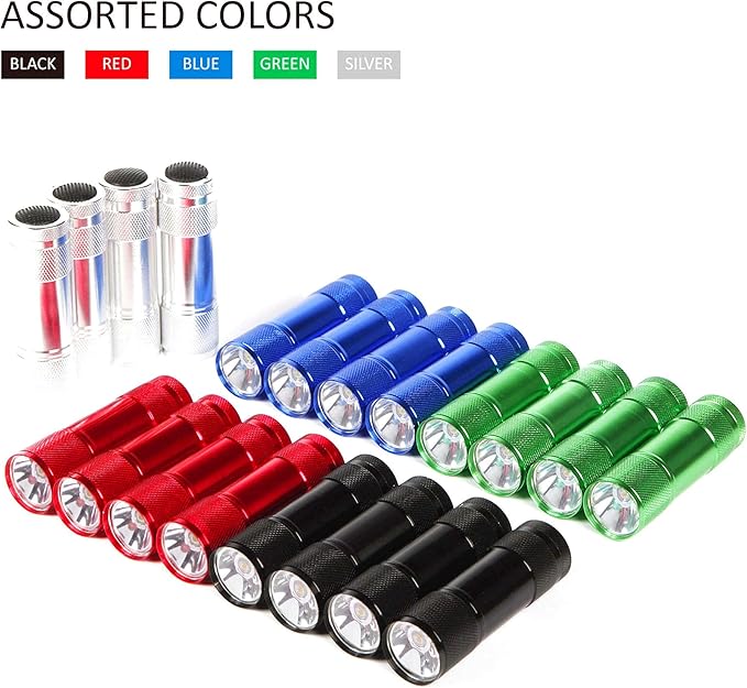 FASTPRO 20-Pack 100 Lumen Super Bright Aluminum LED Flashlights Set, with AAA Dry Batteries Included and Pre-Installed