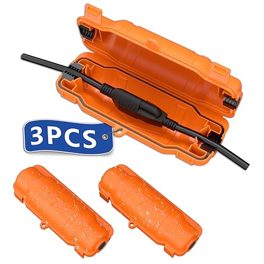 3 Pack Outdoor Extension Cord Safety Cover with Waterproof Seal IP54 Water-Resistant, Weatherproof Electrical Connection Box with 2 Latches, Plug, Socket, Holiday Decoration Light, Orange