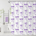 Purple Bow Shower Curtain, Purple and White Modern Aesthetic Bowknot with Polka Dot Cute Girly Bathroom Curtain Waterproof Fabric Machine Washable with Hooks, 36" Wx72 L