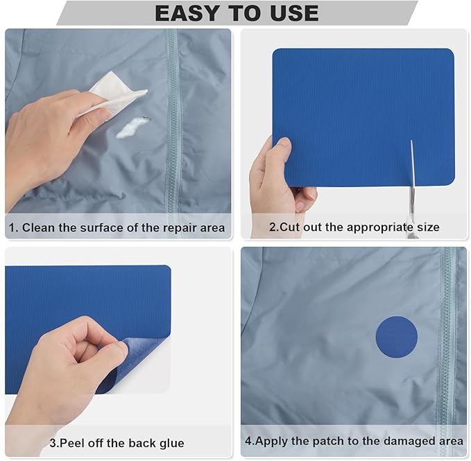 OAZ 8 Pieces 7.87 x 5.9 inch Nylon Repair Patches Nylon Fabric Patch Self-Adhesive Fabric Repair Tape Waterproof Lightweight Outdoor Gear Patch Kit for Down Jacket Clothing Tent Bag (Army Green)