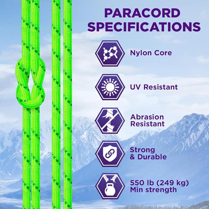 TECEUM Reflective Paracord Rope 1000 – 1000ft/200ft/100ft/50ft – 40+ Colors – Glow in The Dark – para Cord – Utility Rope for Survival, Hunting & Camping Gear – Nylon String, Camping Rope, Tent Cord