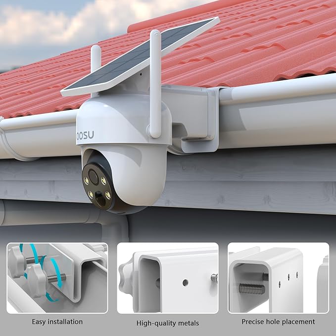 Gutter Mount for AOSU Solar Security Cameras Outdoor Wireless(SolarCam D1 Classic) and ANSQUE Security Cameras Wireless Outdoor (GU01/SA01)（1pack,White）