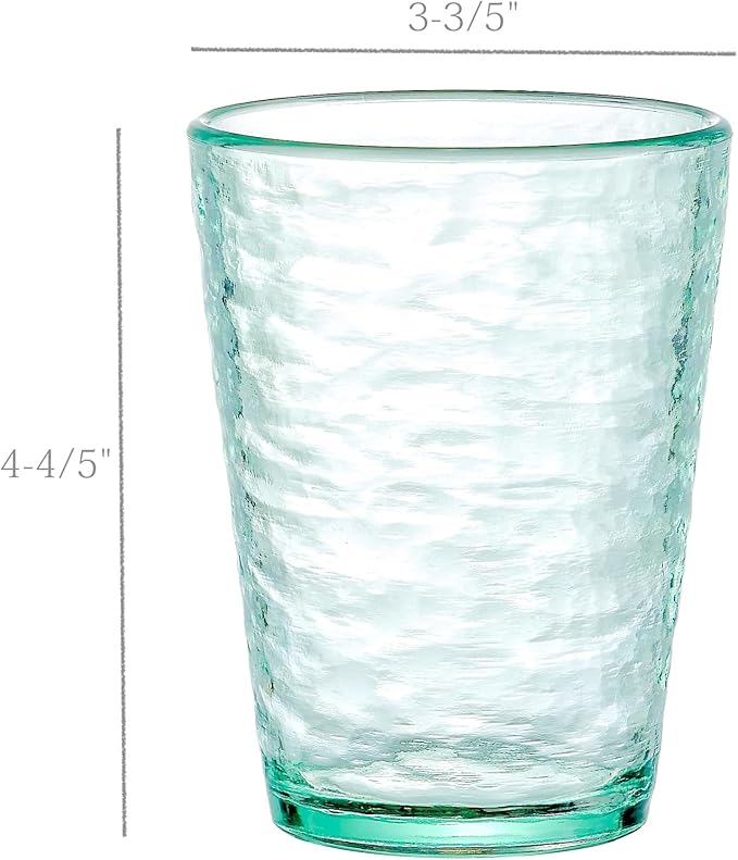 KLIFA- RIPPLE- 16 ounce, Set of 6, Acrylic Tumbler Drinking Glasses Cups, BPA-Free, Stackable Plastic Drinkware, Dishwasher Safe, Green