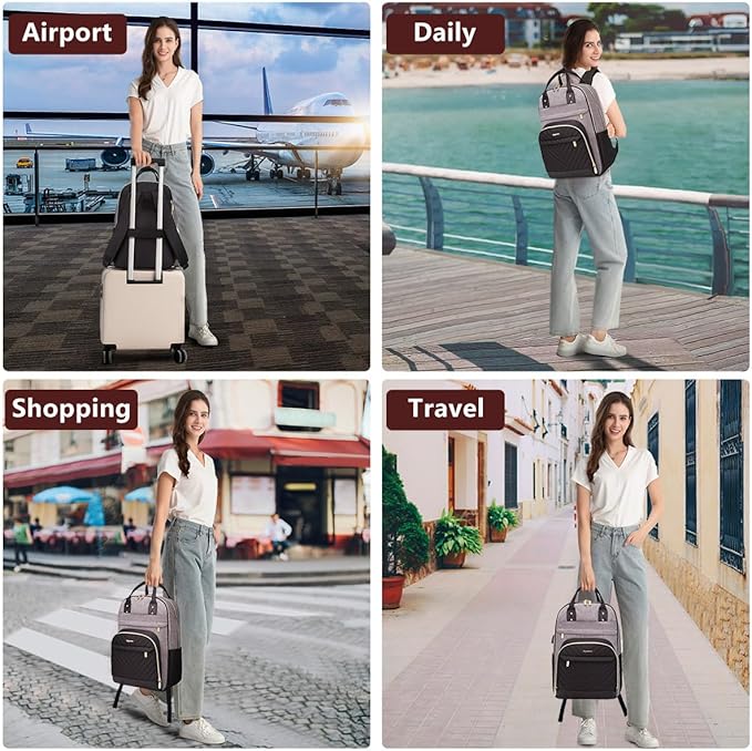 Laptop Backpack for Women Work Bag: College Backpacks 17.3 Inch with USB Charger School Book Bag Travel Computer Back Pack Casual Bookbags for Girls Teacher Black Grey