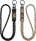 2pcs Heavy Duty Braided Paracord Lanyard Keychains with USA Flag, Parachute Rope Necklace for Outdoor Activities