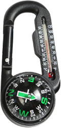 Trekker's Compass Crew Carabiner Compass with Thermometer, 4 x 3.5 inches, Black, Handheld Navigation Tool