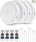 4 Pack Rechargeable Motion Sensor Ceiling Lights with Remote, Wireless Ceiling Light Battery Operated, Magnetic, 3CCT, Dimmable Shower Light, Motion Activated Light for Closet Bathroom Stairs Pantry