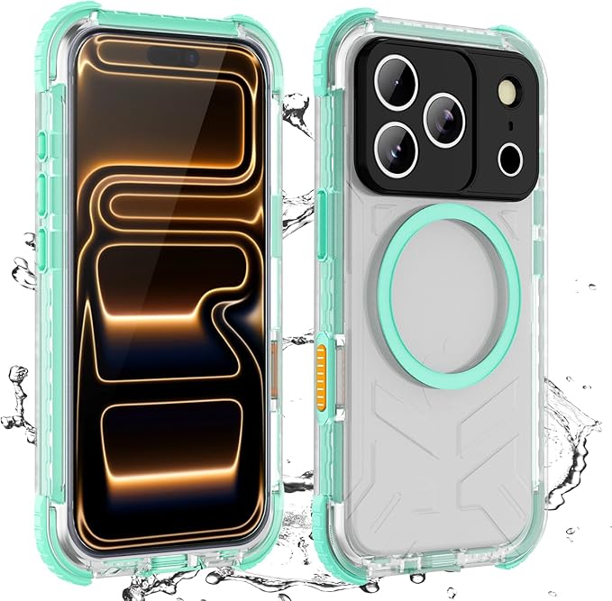 Waterproof Phone Case Compatible with iPhone 17 Pro Max, IP68 Waterproof Shockproof Dust-Proof Phone Case with Built in Screen Protector, Full Body Protective Case