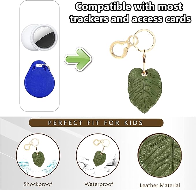 Leather Keychain Holder Case Compatible with AirTag,Cute air tag Cover with Keychain Ring,GPS Tracker Case for Keys