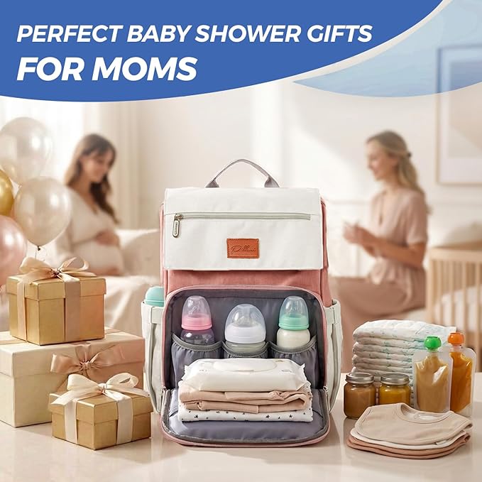 PILLANI Baby Diaper Bag Backpack - Large Bag for Boys & Girls, Waterproof Diaper Backpack - Travel Diaper Bags w/Changing Pad, Baby Registry Search & Shower Gifts - Essentials Must Haves Newborn Stuff
