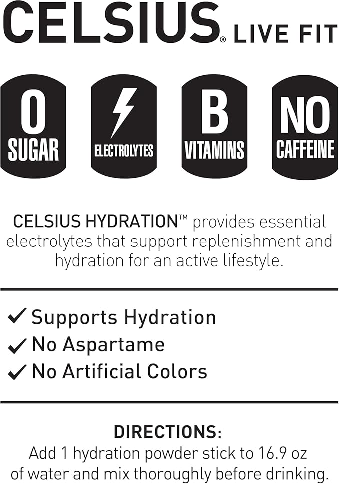 CELSIUS Hydration™ Lemon Lime, Sugar Free Electrolyte Hydration Drink Mix (Pack of 14)