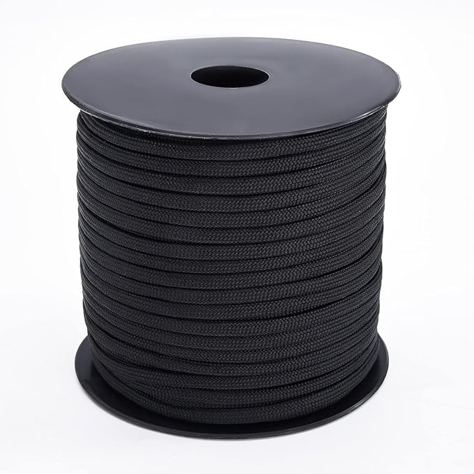 MOOCY Diamond Pattern Paracord 550,5/32 in x 164 ft (4mm x 50m),7 Inner Strands/Parachute Cord,Nylon Type III Paracord,Ideal Nylon String for Survival & Camping Gear,Black