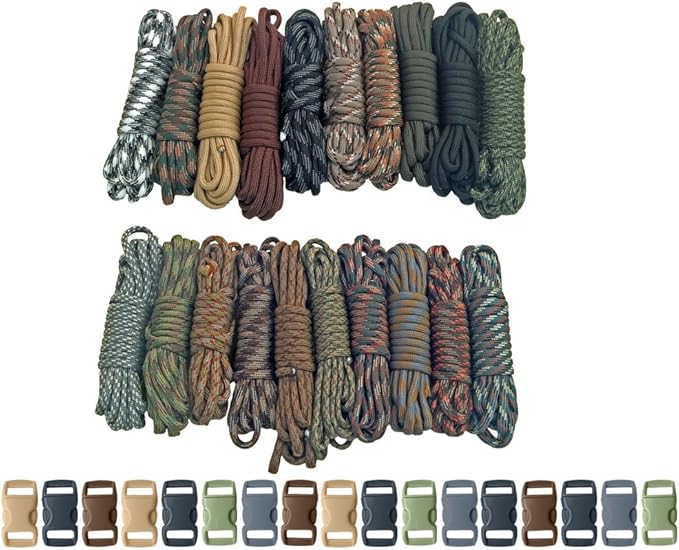 Paracord Planet 550lb Type III Paracord Combo Crafting Kits with Buckles