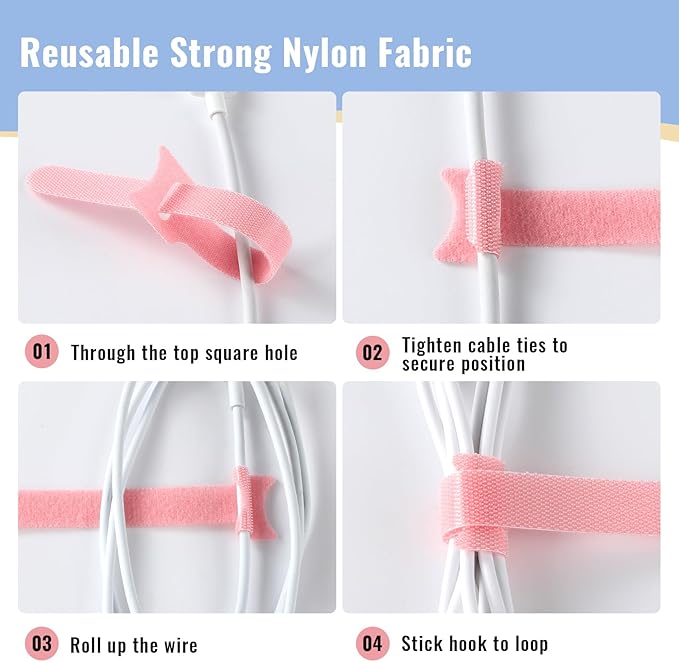 200PCS Cable Ties, 6 inch Multi-Colour Cable Ties for Cable Management, Adjustable Fastening, Multi-Purpose Reusable Hook and Loop for Home, Office and Garage