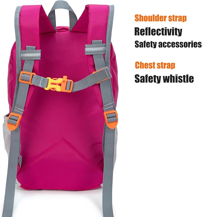 IVYGREEN Little Kids Hiking Backpack for Boys or Girls, Small Daypack for Camping or Travel (Rose, Medium)