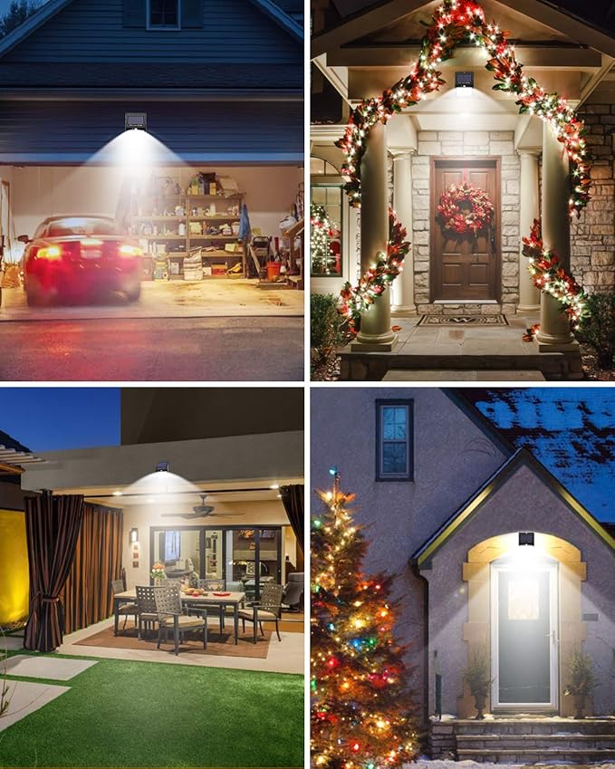 4 Pack Solar Motion Lights Outdoor, 3 Modes/100LED Solar Security Wall Lights Outdoor Wireless IP65 Waterproof for Front Door, Backyard, Garage, Deck