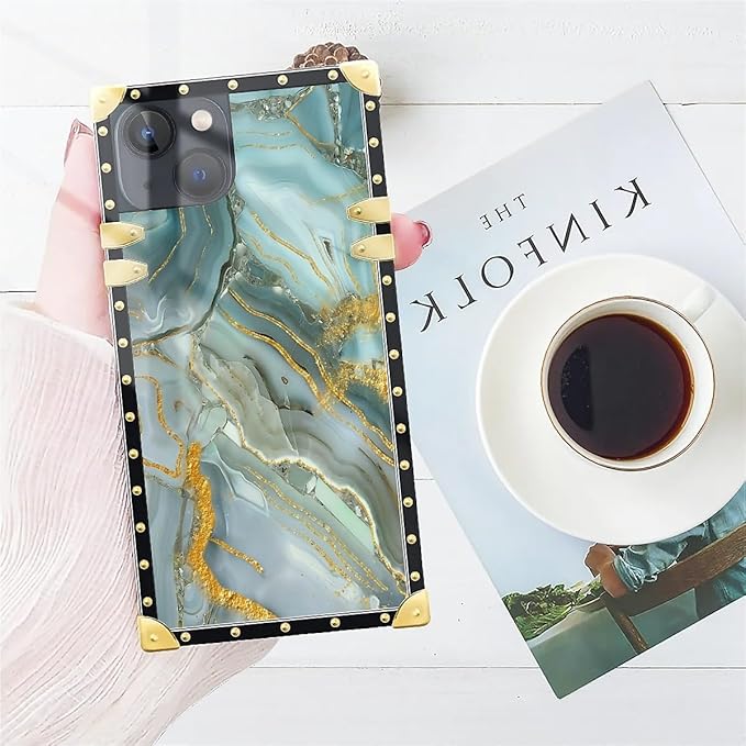 Compatible with iPhone 15 Case, Golden Texture Marble Veining Luxury Golden Decoration for Girl Women Soft TPU Shockproof Protective Hard PC Back for iPhone 15