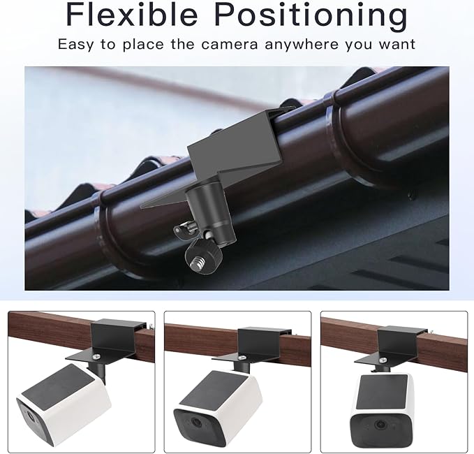 2Pack Gutter Mount Compatible with eufy Security SoloCam S220/C210, eufyCam 2C/2C Pro/S3 Pro, 3/S330, 2/2 Pro, 3C/S300, 360°Adjustable Weatherproof Mounting Bracket for Eufy Security Camera - Black