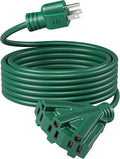 DEWENWILS 25FT Outdoor Extension Cord, Green Extension Cord 13A/1625W, Weatherproof 16/3 SJTW Power Cable with Multiple Outlet, Decor Landscaping String Lights, ETL Listed, 1 Pack