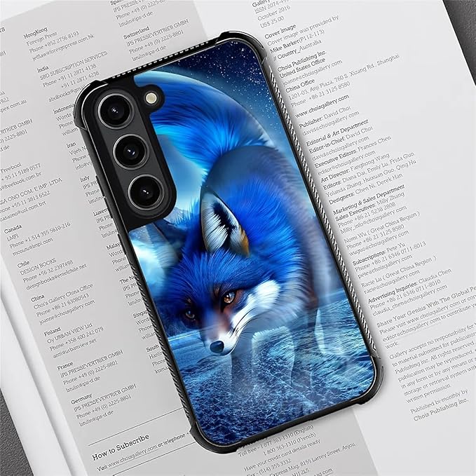 for Samsung Galaxy S23 Case, Snowy Mountain Fox Lake Pattern Graphic Design Girl Boy Soft Silicone Hard Acrylic Shock Protection for Samsung Galaxy S23