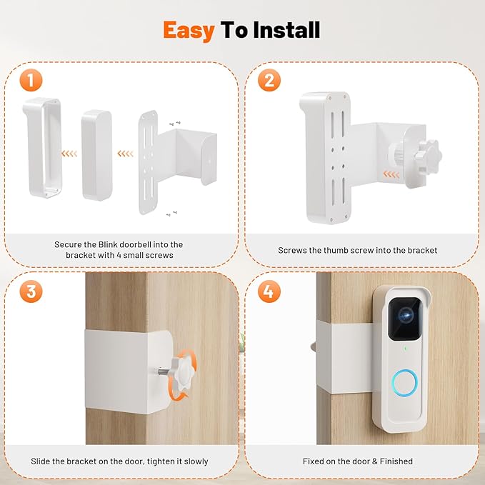 Blink Doorbell Mount, Anti-Theft Camera Mount Bracket with Rain Cover, Compatible with Blink Doorbell 1st Gen(Not for 2nd Gen), No Block Sensor & Night Vision, White