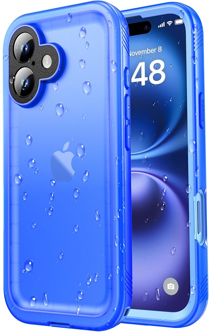SPORTLINK for iPhone 16 Waterproof Case - Shockproof Dustproof Case with Built-in Clear Screen Protector, Full Body Heavy Duty Sealed Protective Cover for i Phone 16 6.1" Blue