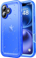 SPORTLINK for iPhone 16 Waterproof Case - Shockproof Dustproof Case with Built-in Clear Screen Protector, Full Body Heavy Duty Sealed Protective Cover for i Phone 16 6.1" Blue