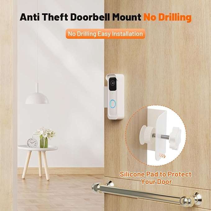 Blink Doorbell Mount, Anti-Theft Camera Mount Bracket with Rain Cover, Compatible with Blink Doorbell 1st Gen(Not for 2nd Gen), No Block Sensor & Night Vision, White