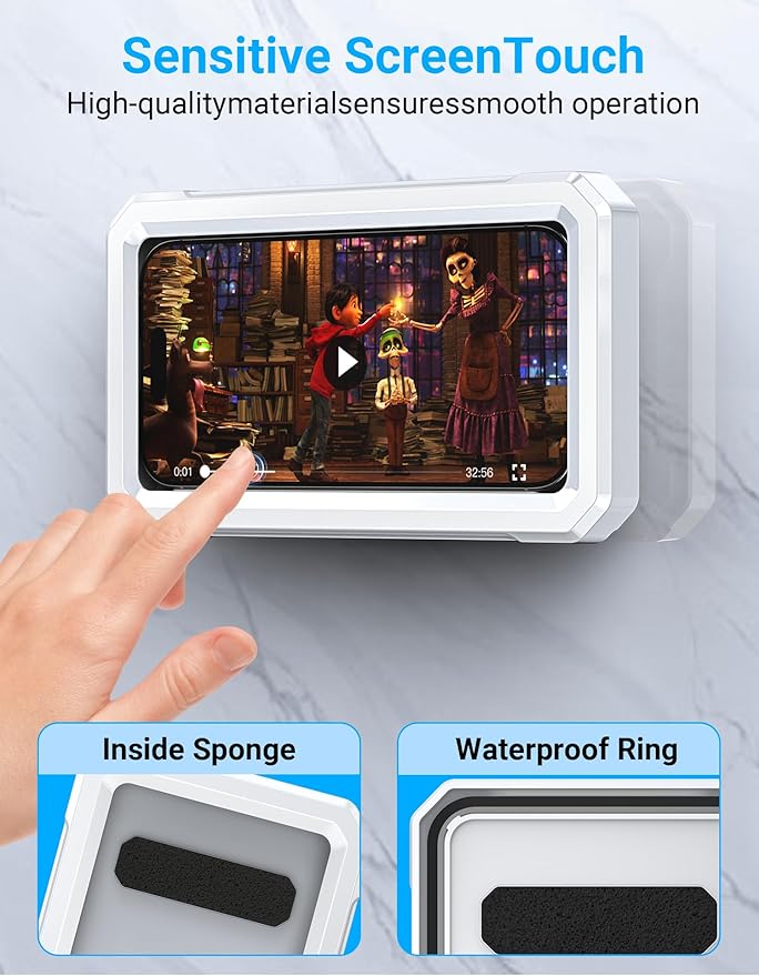 Coolpow Shower Phone Holder Waterproof【480°Rotatable】Retractable Adjustable Shower Phone Case Shower Stall Accessories for Bathroom Wall Phone Mount Stand Water Proof Anti Fog Case for 4-7"Cellphones