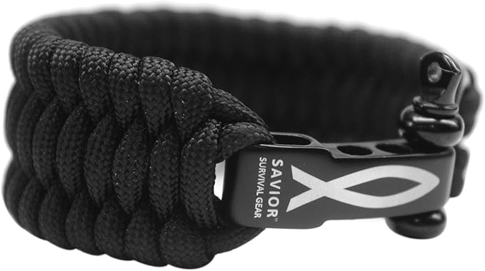 Savior Survival Gear Paracord Bracelet with Stainless Steel Adjustable Shackle