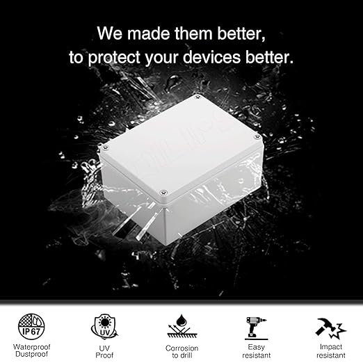 QILIPSU Outdoor Junction Box IP67 Waterproof Project Box ABS Plastic Weatherproof Electrical Enclosure Gray Cover (6.9"x4.9"x3.9")