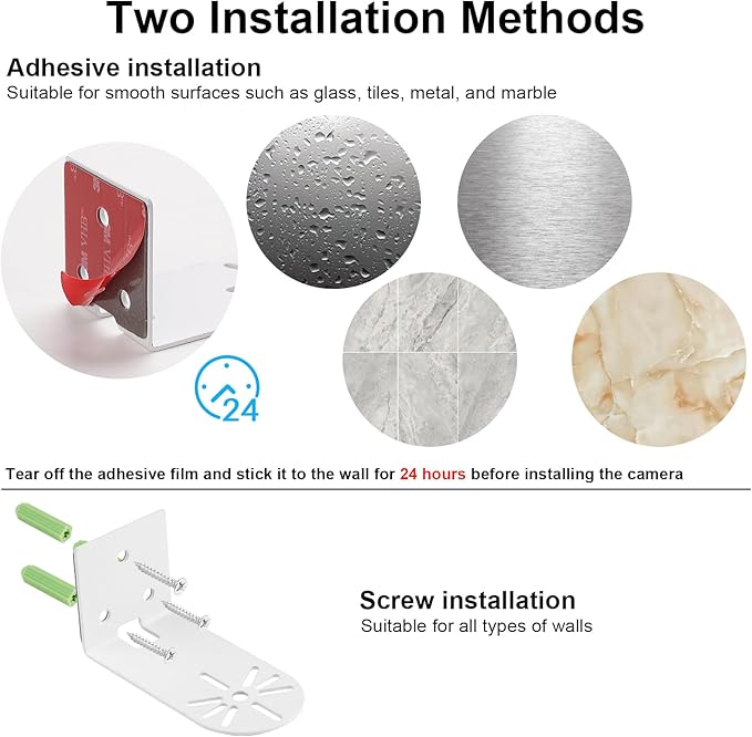 UYODM 2Pack Adhesive Metal Wall Mount Bracket Compatible with Google Nest Cam Outdoor or Indoor, Battery - 2nd Generation, VHB Stick On,No Drilling Mounting Get The Best View,Two Ways Installation