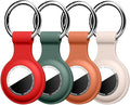 Linsaner [4 Pack] Holder for AirTag 2nd Gen (2026) & 1st Gen, Silicone Case Keychain Key Ring, Protective Cover for Apple for Air Tags, GPS Finder Accessories, Red/Dark Green/Brown/Milk Tea Color