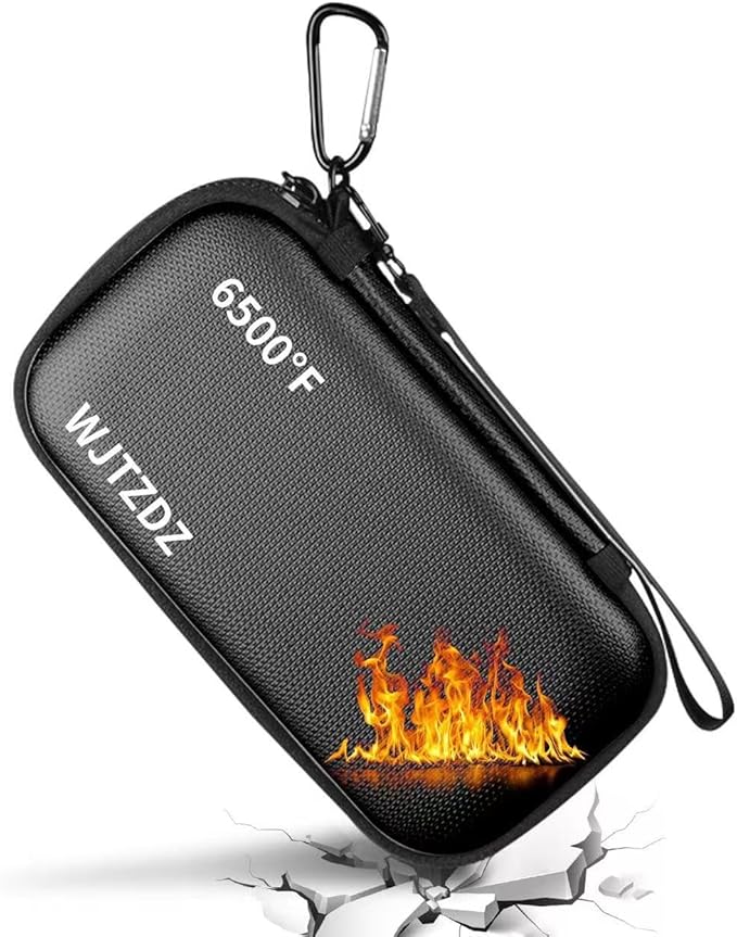 6500°F Fire-Resistant Hard Protective Travel Case,Waterproof Electronic Organizer for Anker/Jackery/RAVPower Power Bank with Fireproof Zipper,Shockproof EVA Carrying Case for Cell Phones/Earbuds