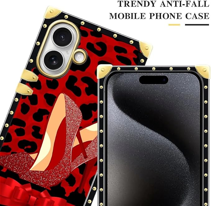 for iPhone 17 Case Luxury Golden Decoration for Girl Women Soft TPU Shockproof Protective Hard PC Back for iPhone 17 Crazy Pattern Elegant High Heels