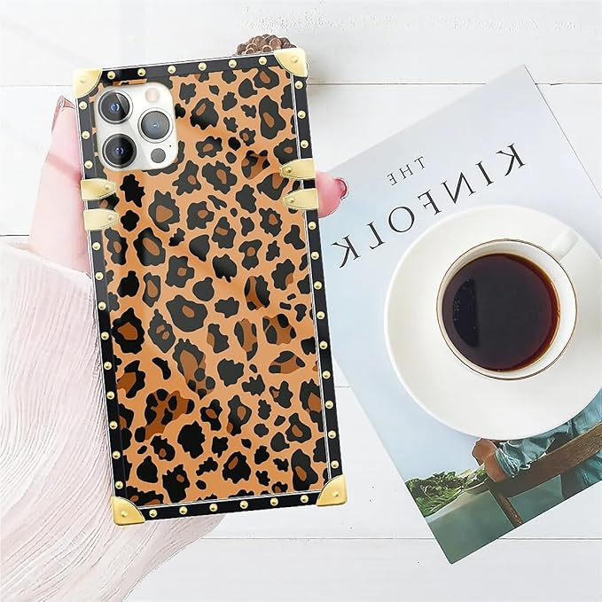 Compatible with iPhone 11 Pro Max Case, Brown Leopard Texture Luxury Golden Decoration for Girl Women Soft TPU Shockproof Protective Hard PC Back for iPhone 11 Pro Max