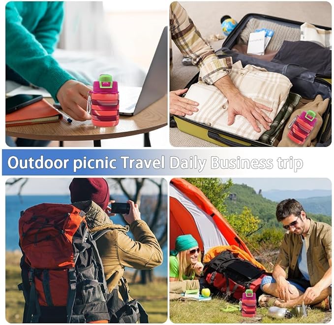 Silicone Collapsible Water Bottles, 16oz 500ml Portable Foldable Expandable Water Bottle Sports Cups, Leak Proof Reusable BPA Free, for Outdoor Activities Travel(Orange)
