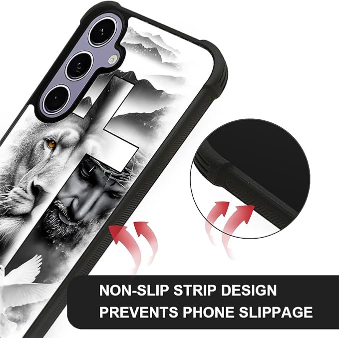 for Samsung Galaxy S24 S25 Case, Lion Cross Jesus Christ Dove Pattern Graphic Design Girl Boy Soft Silicone Hard Acrylic Shock Protection for Samsung Galaxy S24 S25