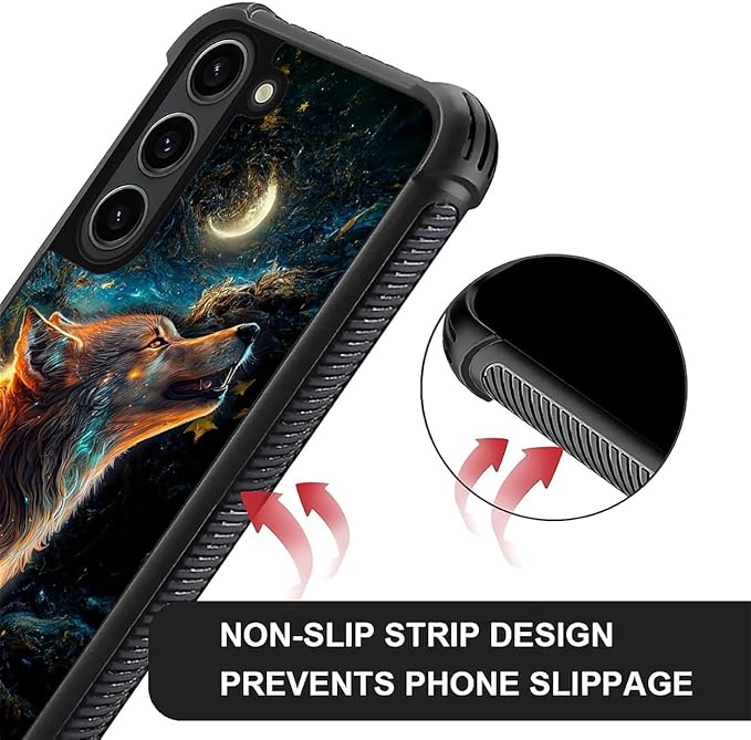 for Samsung Galaxy S23 Case, Star Cave Hungry Wolf Pattern Graphic Design Girl Boy Soft Silicone Hard Acrylic Shock Protection for Samsung Galaxy S23