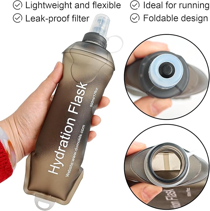 WILDREEDS 150ml Soft Flask, TPU Collapsible Soft Water Bottle for Hydration Pack, Running Vest, Folding Water Bottle for Hiking Cycling Climbing-1Pcs, Grey
