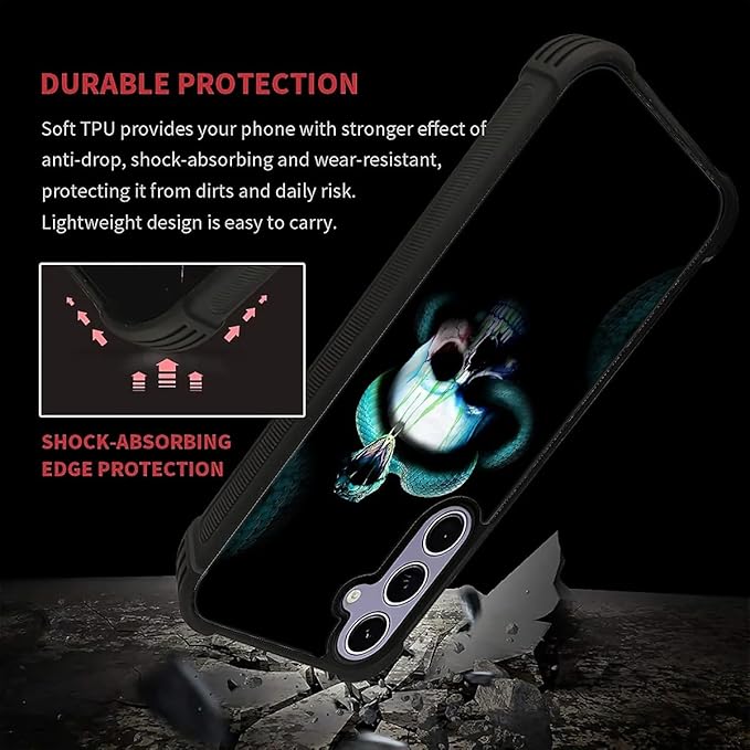 for Samsung Galaxy S24 S25 Case, Skeleton Winding Snake Pattern Graphic Design Girl Boy Soft Silicone Hard Acrylic Shock Protection for Samsung Galaxy S24 S25
