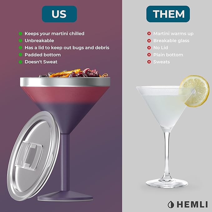 Martini Glass, Stainless Steel Insulated Martini Tumbler, Cocktail Cup