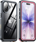 ANTSHARE for iPhone 17 Case, IP68 Waterproof Shockproof Case, [Built-in Screen Protector] - 12 FT Military Dropproof - Full Body Heavy Duty Rugged Phone Cover 6.3 inches - Pink/Clear