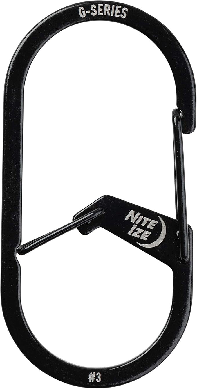 Nite IZE GS3-01-R6 G-Series Dual Chamber Carabiner, Size #3 1-Pack, Black